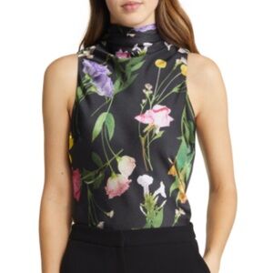 Ted Baker London Demitri Floral Sleeveless Cowl Neck Mesh Top